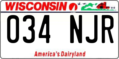 WI license plate 034NJR