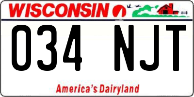 WI license plate 034NJT