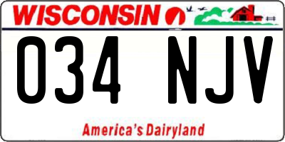 WI license plate 034NJV