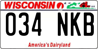 WI license plate 034NKB