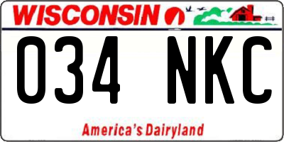 WI license plate 034NKC