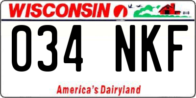 WI license plate 034NKF