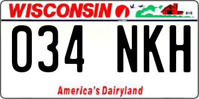 WI license plate 034NKH