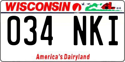 WI license plate 034NKI