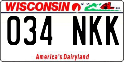WI license plate 034NKK