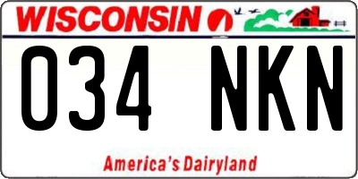 WI license plate 034NKN