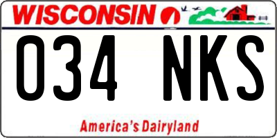 WI license plate 034NKS