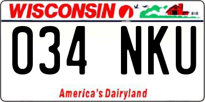 WI license plate 034NKU