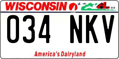 WI license plate 034NKV