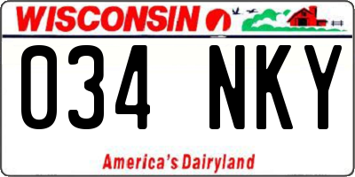 WI license plate 034NKY