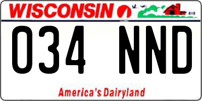WI license plate 034NND