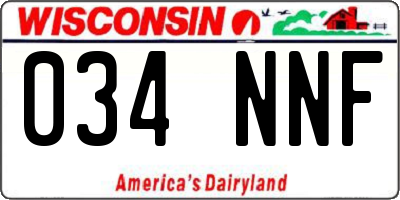 WI license plate 034NNF
