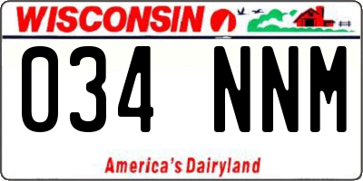 WI license plate 034NNM