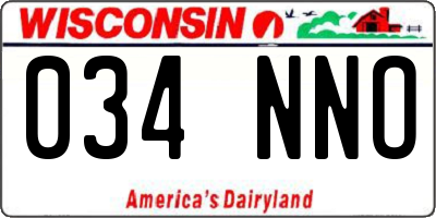 WI license plate 034NNO