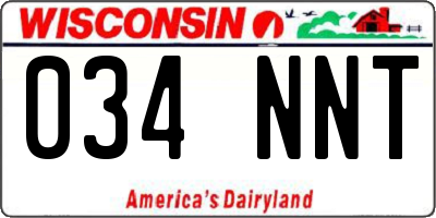WI license plate 034NNT