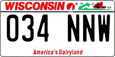 WI license plate 034NNW