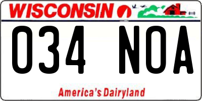 WI license plate 034NOA