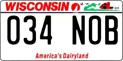 WI license plate 034NOB