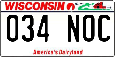 WI license plate 034NOC