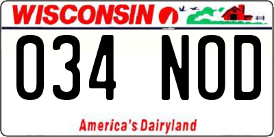 WI license plate 034NOD