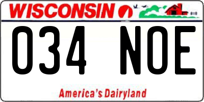 WI license plate 034NOE