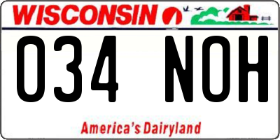 WI license plate 034NOH