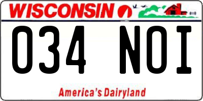 WI license plate 034NOI
