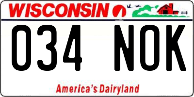 WI license plate 034NOK