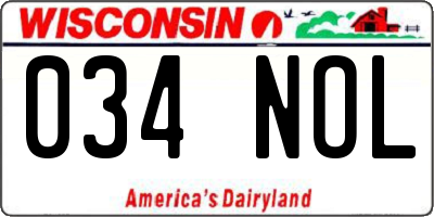 WI license plate 034NOL