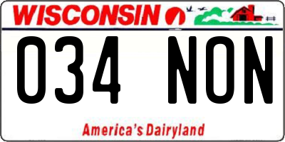 WI license plate 034NON
