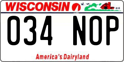 WI license plate 034NOP