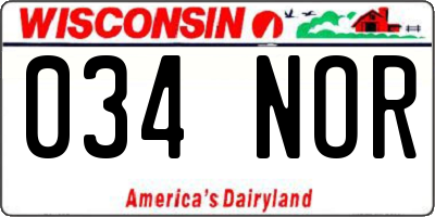 WI license plate 034NOR