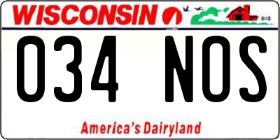 WI license plate 034NOS