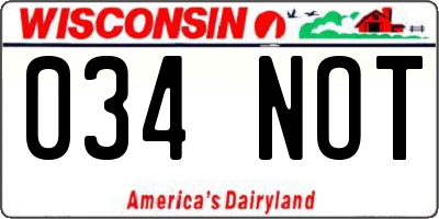 WI license plate 034NOT
