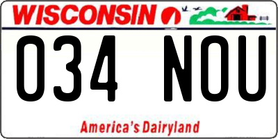 WI license plate 034NOU