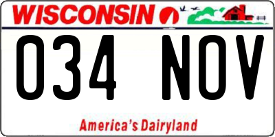 WI license plate 034NOV