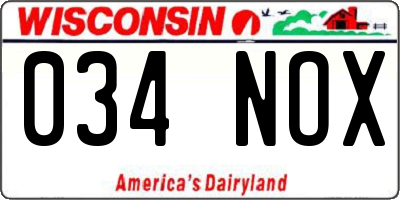 WI license plate 034NOX