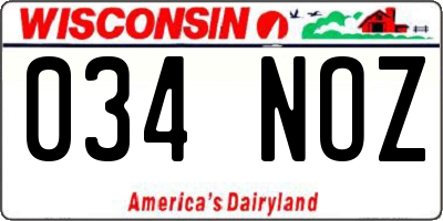 WI license plate 034NOZ