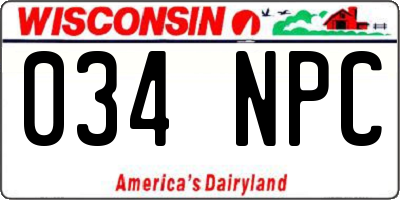 WI license plate 034NPC