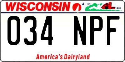 WI license plate 034NPF