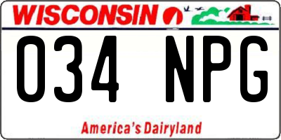 WI license plate 034NPG