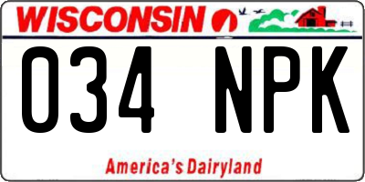 WI license plate 034NPK