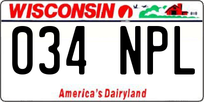 WI license plate 034NPL