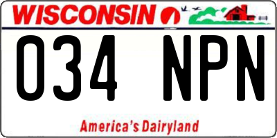 WI license plate 034NPN