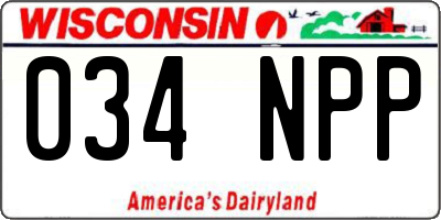 WI license plate 034NPP