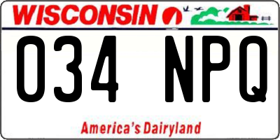 WI license plate 034NPQ