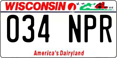 WI license plate 034NPR
