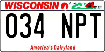 WI license plate 034NPT
