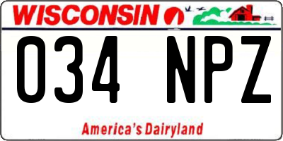 WI license plate 034NPZ