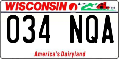 WI license plate 034NQA
